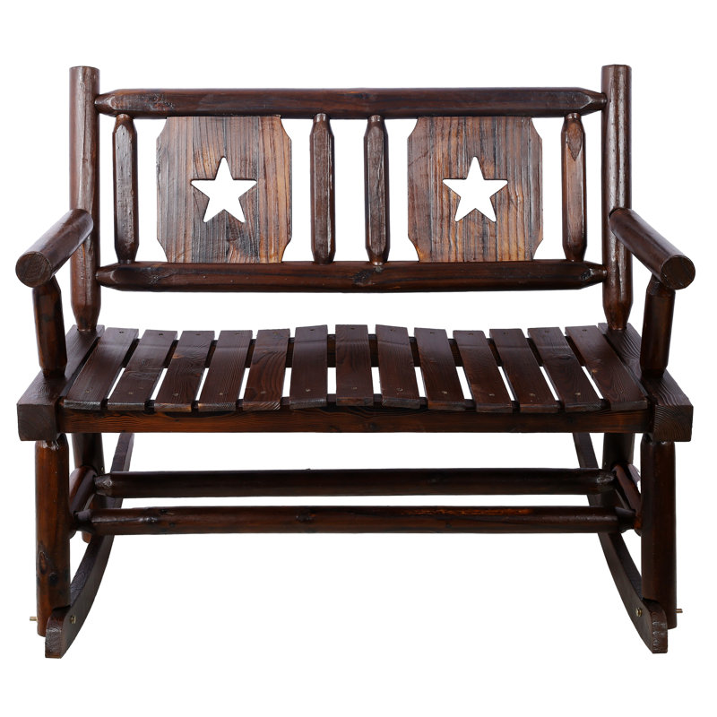 Banc à bascule en bois carbonisé pour patio et jardin