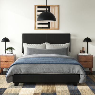 Clu Faux Leather Upholstered Eastern King Panel Bed Black
