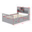 Base de lit plateforme capitaine avec bibliothèques de rangement et tablettes, quatre tiroirs-1994612257