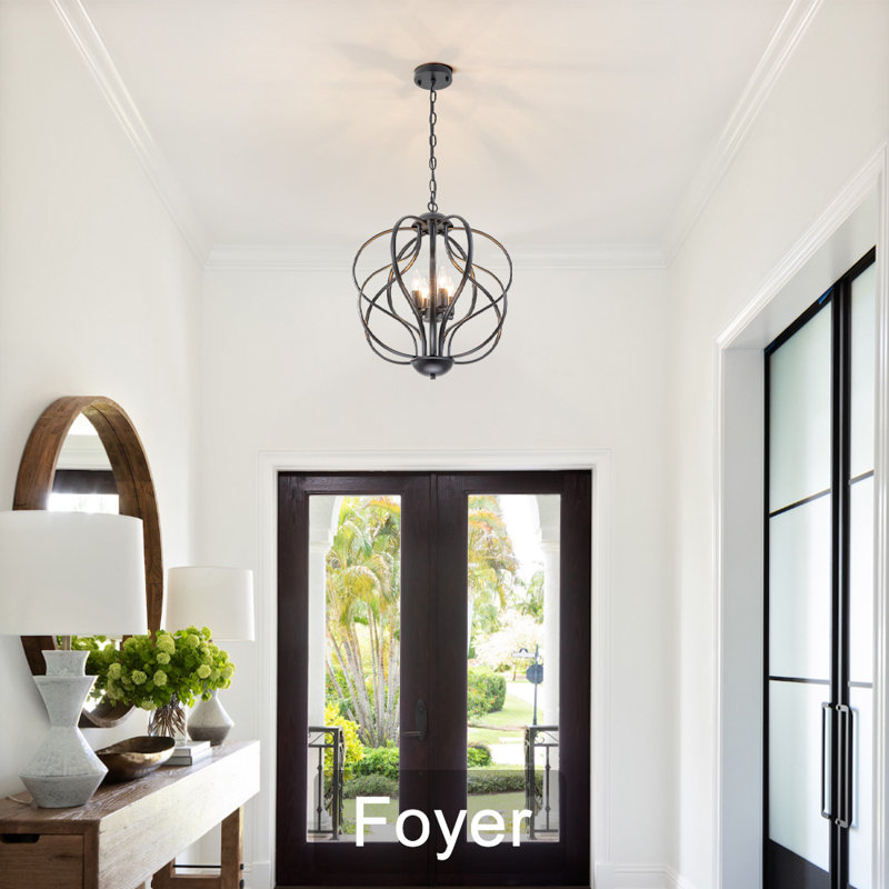 Luminaire suspendu style globe 4 lumières Farmhouse