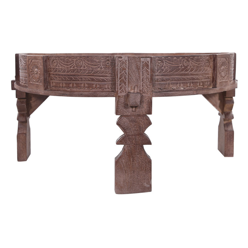 Maven Lane Jaya Handmade Heritage Wooden Round Coffee Table, Brown