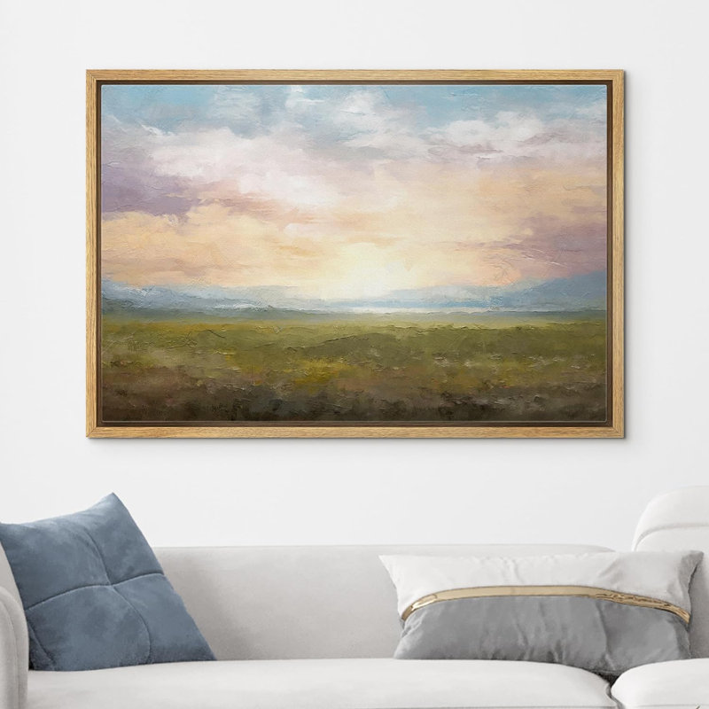 Minimal Landscape " Sunset Sky Rustic Grass Field Nature Landscape Fine Art Large Wall Art Pictures Bedroom Office "