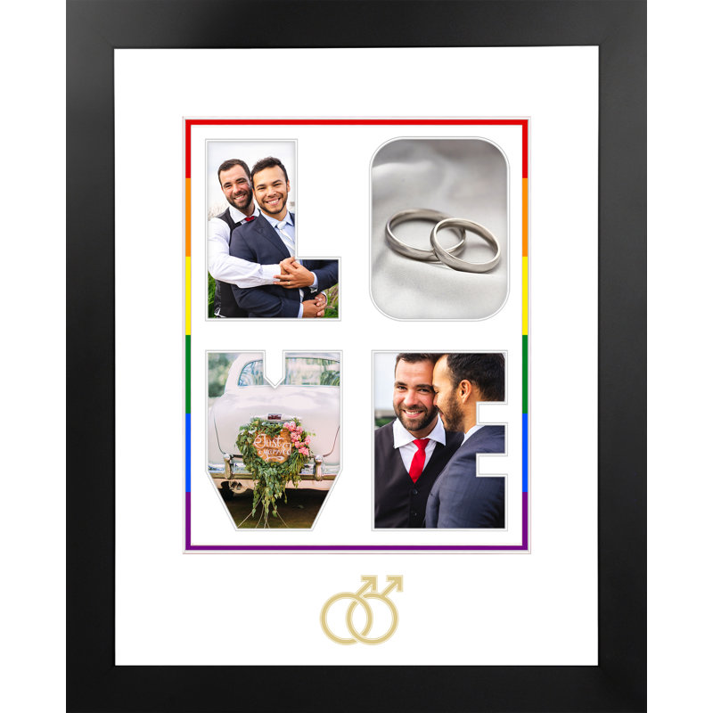 Cadre photo mariage love love Gavazova, Noir / or