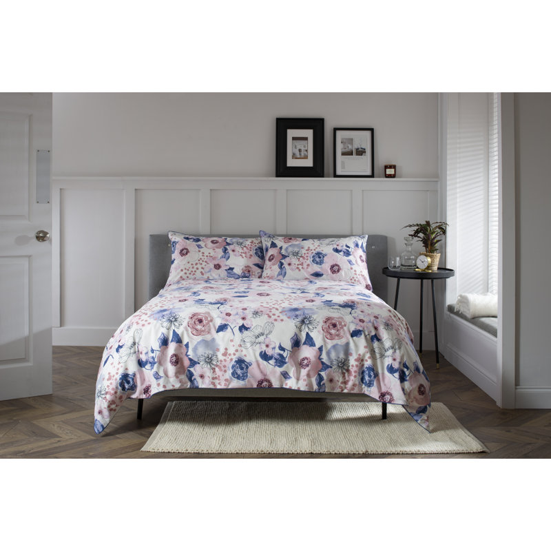 Cotton Floral Duvet Cover Set with Pillowcases Included, Kingsize - 2 Standard Pillowcases