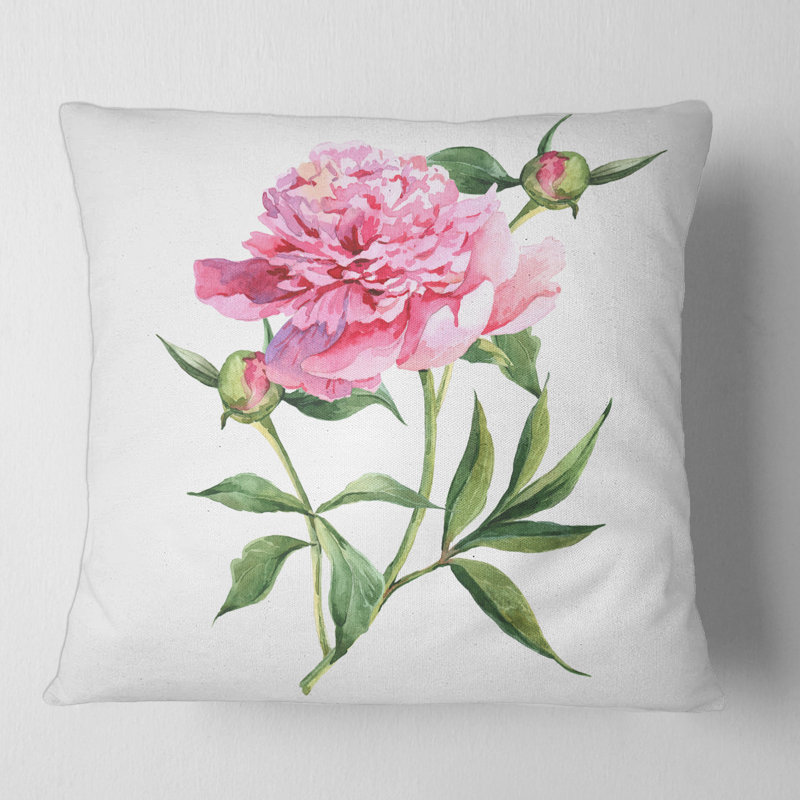 Pivoines roses rétro - imprimé traditionnel, 16" x 16"