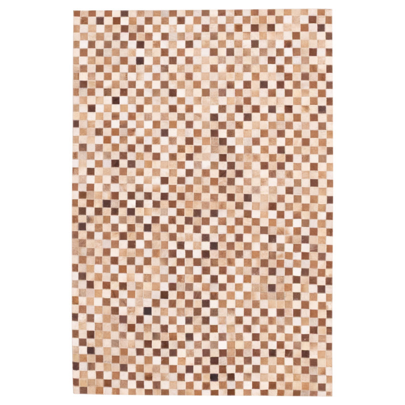 Tapis brun en cuir de vache patchwork 4 pi 0 po x 6 pi 0 po
