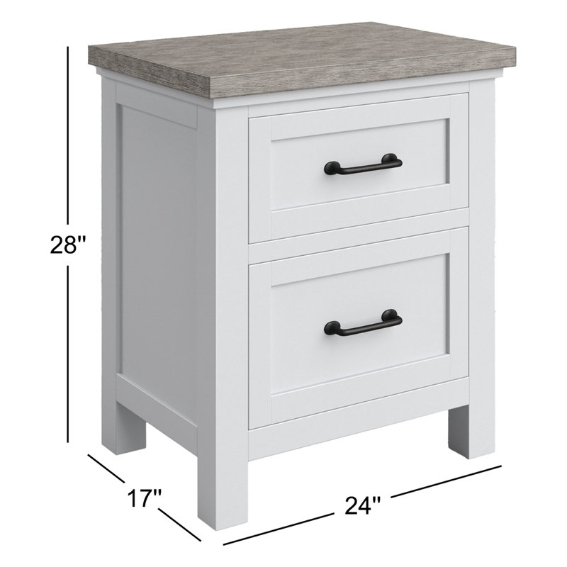 Kenya 24'' W Solid Wood Nightstand, White/Gray