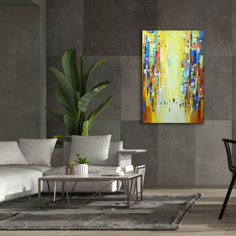 «Zaylor Three Colorful Umbrellas On Canvas» par Ekaterina Ermilkina, reproduction, H 60 po x l 40 po x P 1,5 po