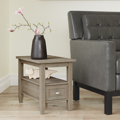 Table de bout en bois massif de style Shaker avec tiroir de rangement Warm