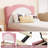 Full Size Bed Frame for Kids - Cute Velvet Princess Platform Bed with Upholstered Headboard for Girls/Boys, Solid Wood Slats Support, No Box Spring Needed, Pink + White-1920976228-1920976229