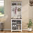 23.6” Wide Farmhouse Style Entryway Hall Tree With Open Shoe Storage, Coat Rack And LED Lights