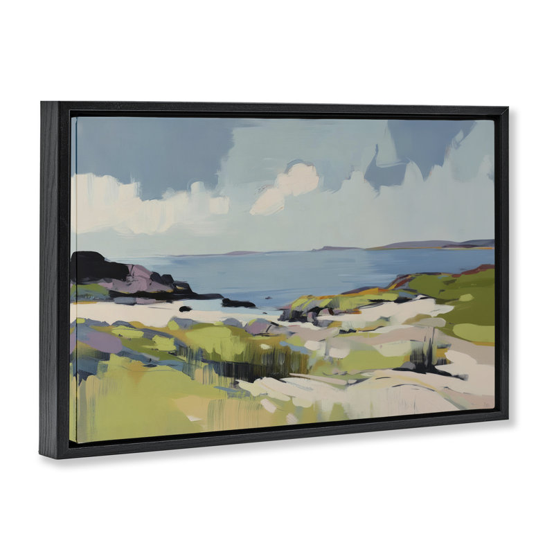 Cadre flottant Coastal Green Breeze, design par Elara Yasna, Cadre flottant noir de jais, H 17 po x l 25 po
