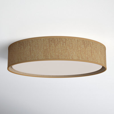 Melanie Single Light Grasscloth Fabric LED Flush Mount