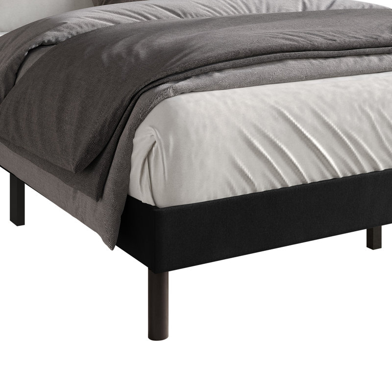Sitka Upholstered Platform Bed, Twin, Black