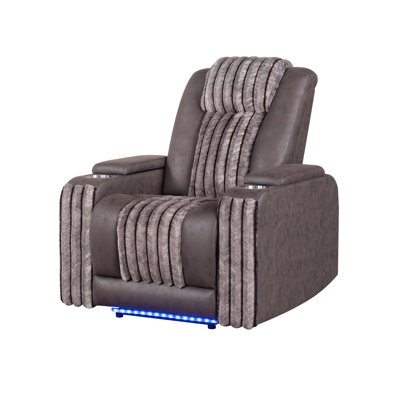 U8000 Brown Power Recliner W/ Power Headrest & Led Light