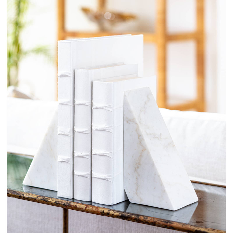 Othello Marble Bookends, White