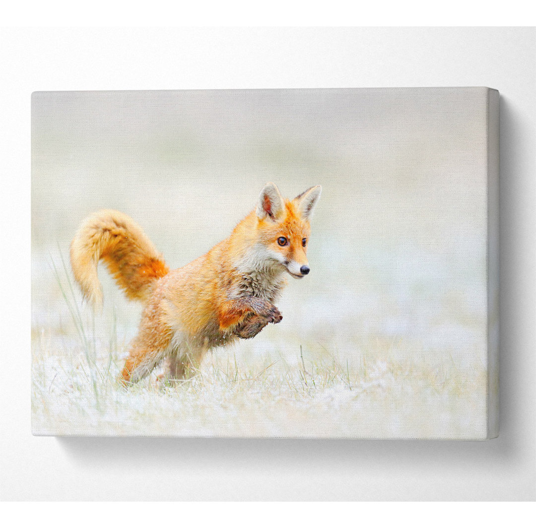 Springender Fuchs - Kunstdrucke auf Leinwand ohne Rahmen