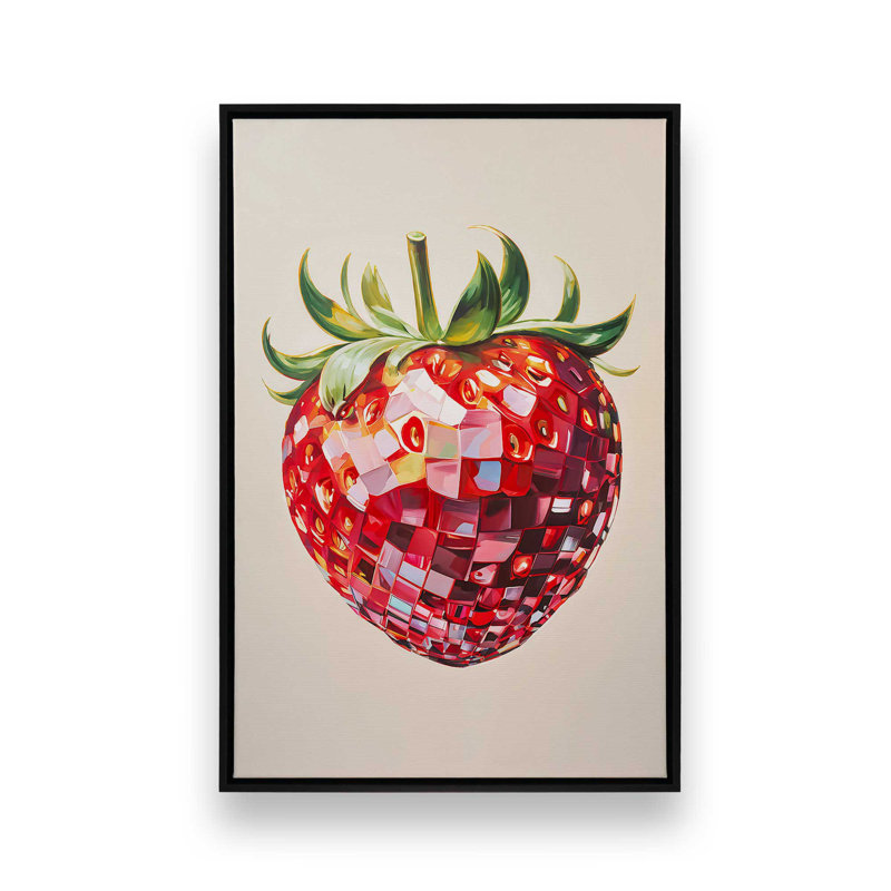 Impression sur toile Disco Strawberry dans un cadre, H 36,75 po x l 24,75 po, Noir satiné