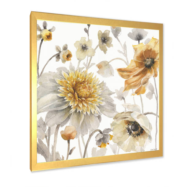 Bless international Fields Of Gold Watercolor Flower V Framed On Canvas ...