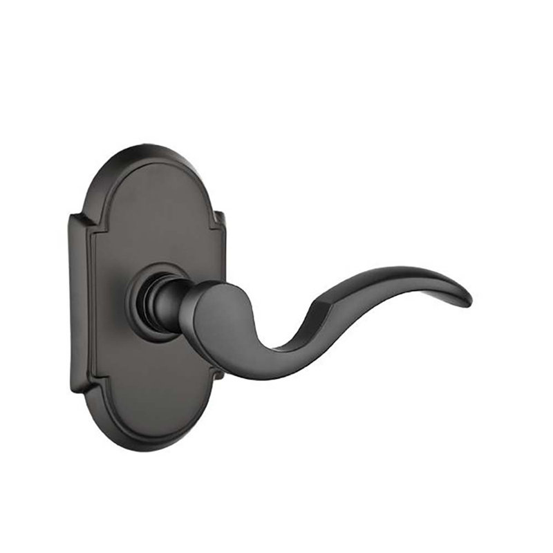 Cortina Wave/Drop Keyed (Entry) Door Lever with Arch Rosette, Right, Flat Black