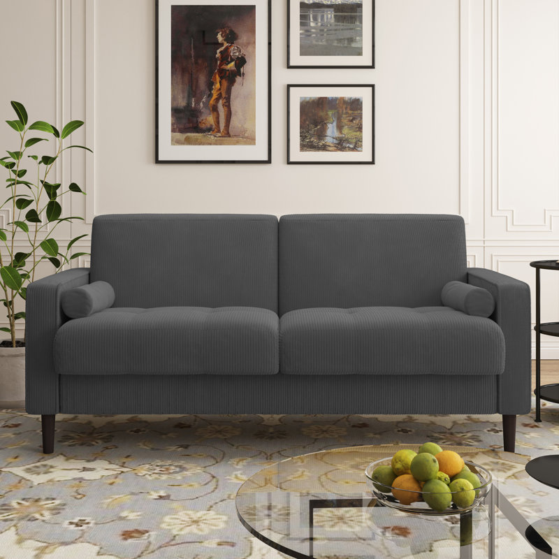 Carmelinda 157Cm Square Arms Sofa, Grey