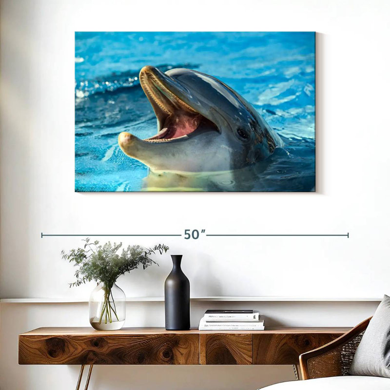 Smiling Playful Dolphin, 26" H x 39" W