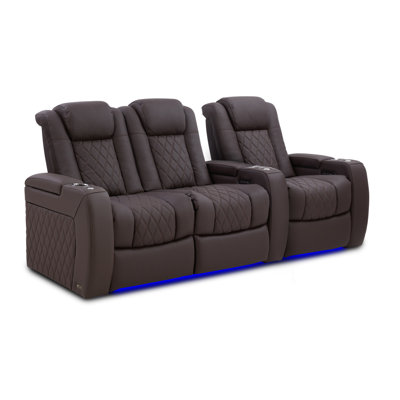 Siège de cinéma en cuir véritable de 92,25 po de largeur avec porte-gobelet