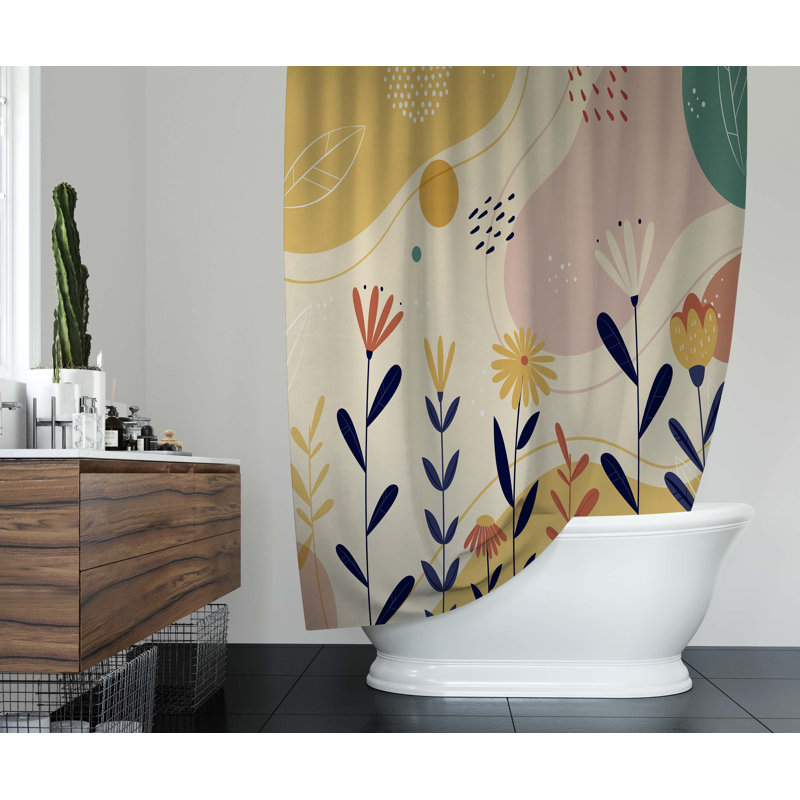 Inavale Floral Shower Curtain, 70" H x 71" W