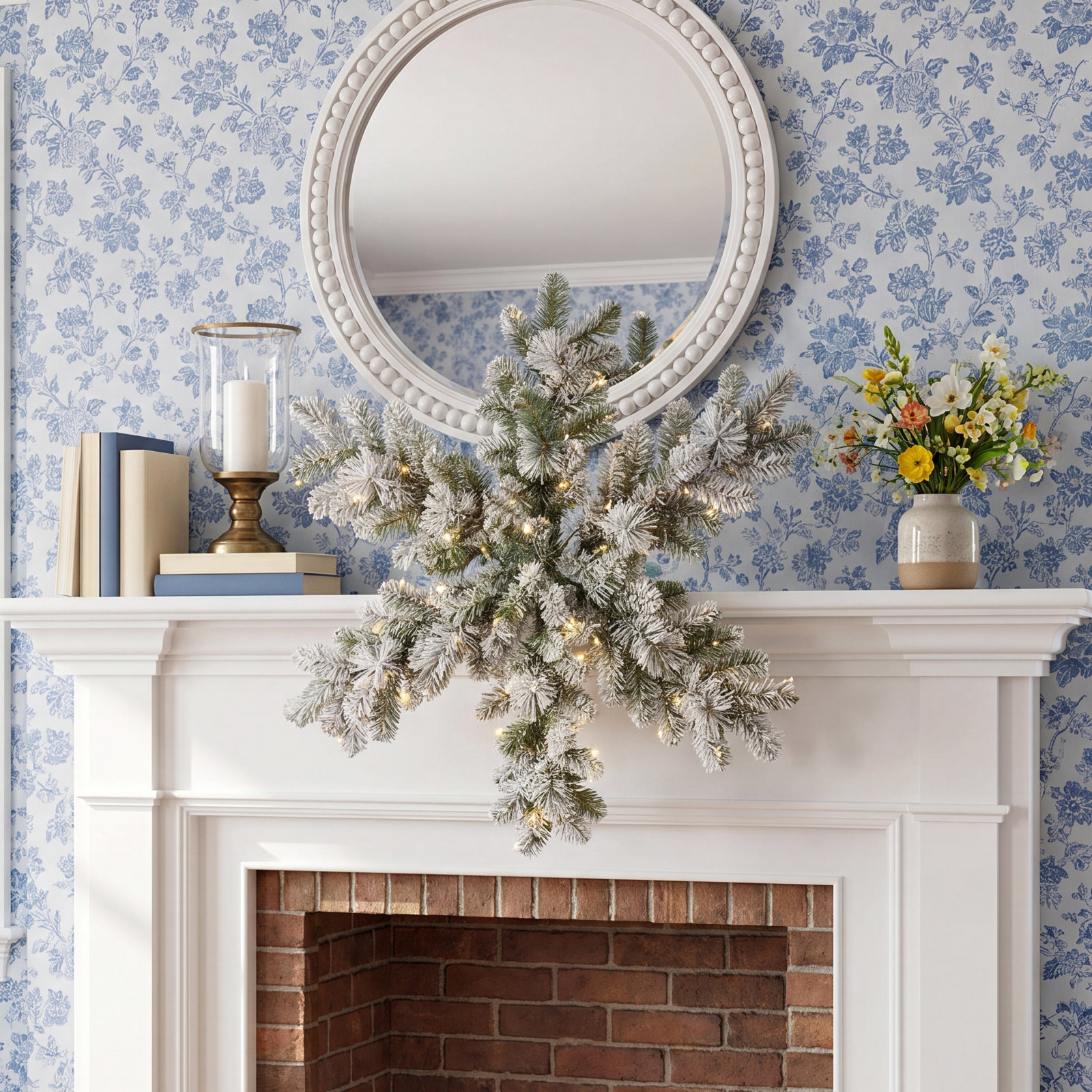 30" Frosted Pre-Lit Christmas Swag