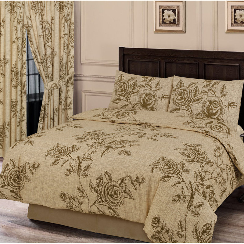 WILD ROSE Rizo Duvet Cover Set, Beige, Super King Duvet Cover + 2 Standard Pillowcases