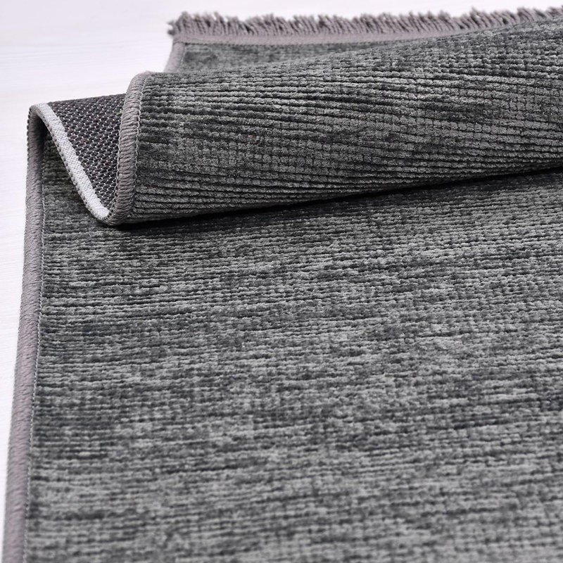 Tapis gris moderne lavable à la machine, Tapis de couloir 2 pi 8 po x 6 pi 7 po