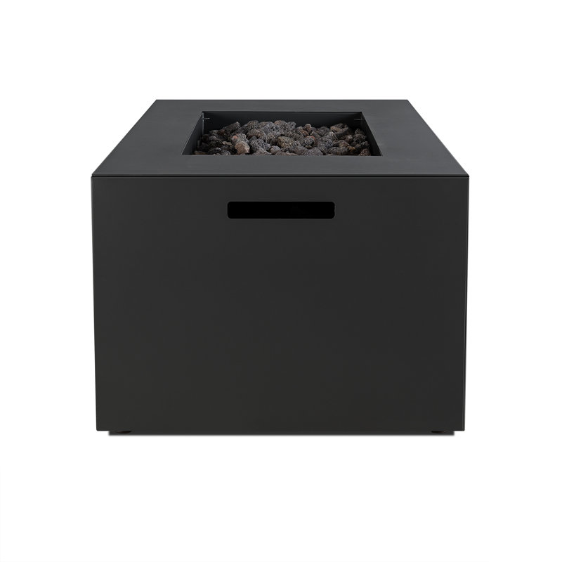 Coden Rectangle Metal Propane Fire Pit Table with Hidden Tank by Jensen Co., 20'' H x 72'' W x 28'' D, Charcoal Gray