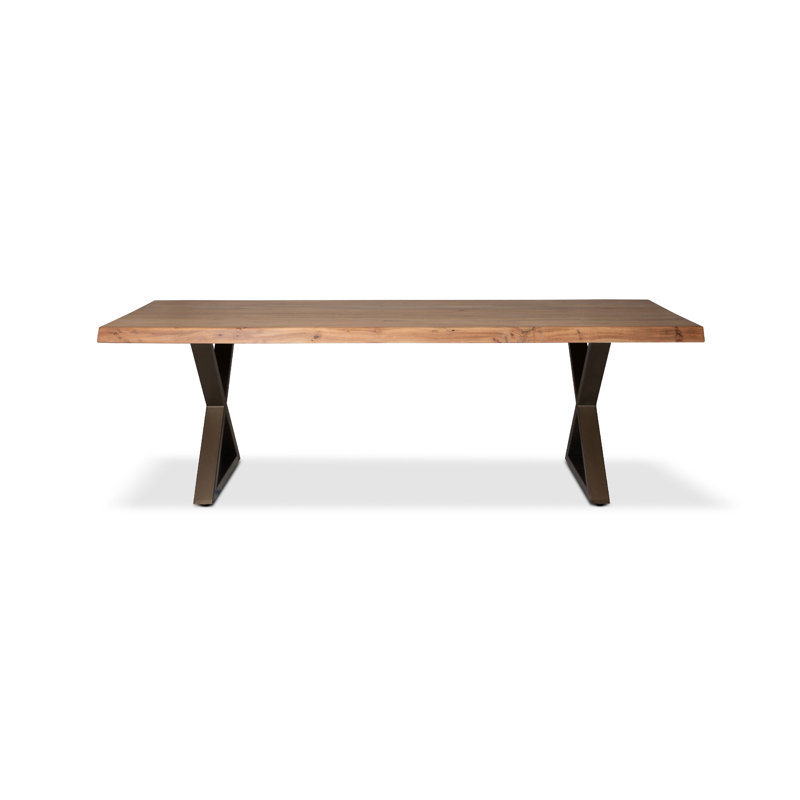 Colin X-Base Dining Table, White Wash, 79" L x 40" W, Brass