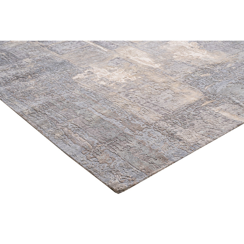 Hand Woven Silk and Wool Abstract Area Rug, Rectangle 9' x 12'