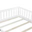 Lit double au sol en bois d'hévéa avec barrières de sécurité avec clôture et porte-1191598893