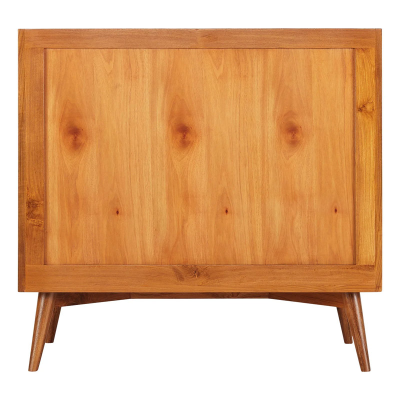 36" Novak Single Bathroom Vanity Set with Oval Undermount Sink, Natural Teak, 8" Widespread, Arctic White Quartz