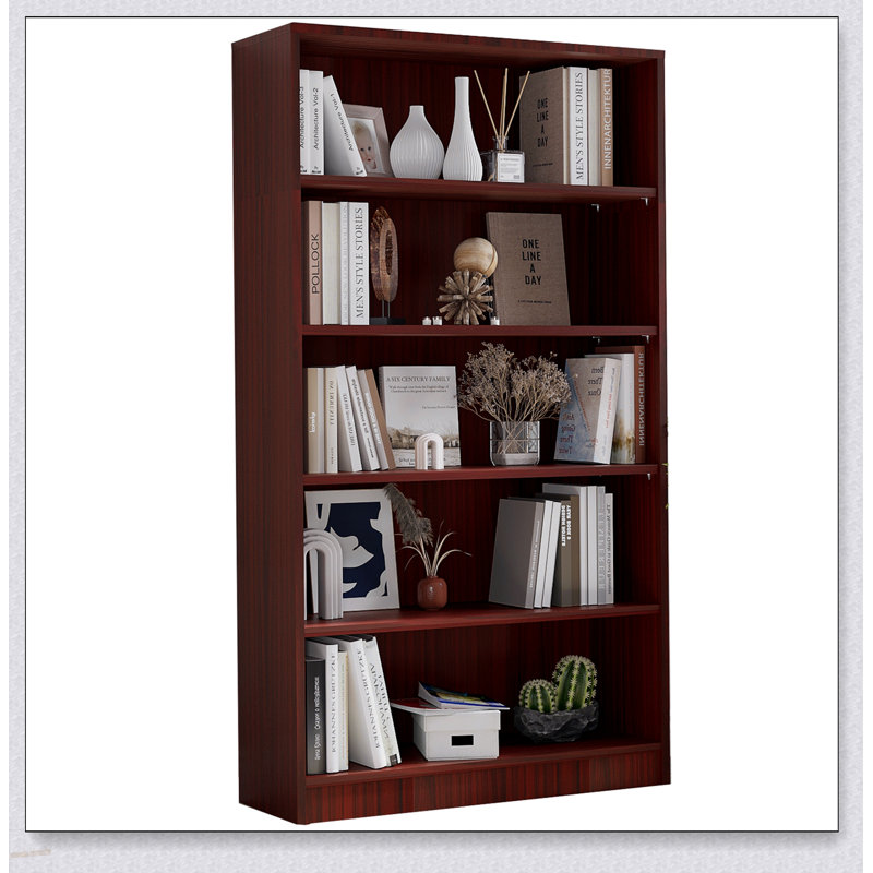 Bibliothèque moderne à 5 niveaux en bois avec tablettes réglables et capacité de charge élevée, parfaite pour le rangement dans la chambre à coucher, le bureau et le salon