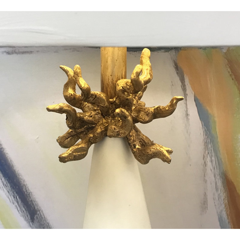 Harpreet Table Lamp with Distressed Gold Accents, White