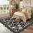Farmhouse Floral Rug Washable Rug Non Slip Modern Scalloped Carpet, Soft Non Shedding Indoor Carpet, Low Pile Thin Foldable Printed Mat-1630871052