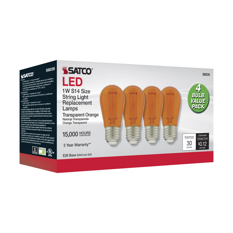 1 Watt Orange LED Bulb