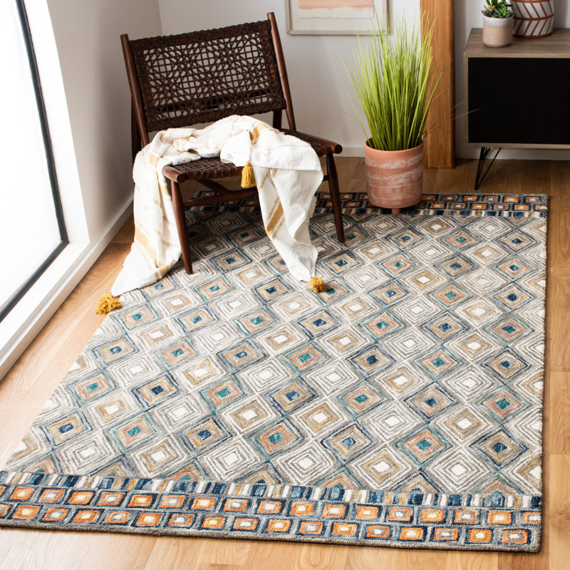 Tapis géométrique en laine touffeté à la main Deyoung, Rectangle 4 pi x 6 pi