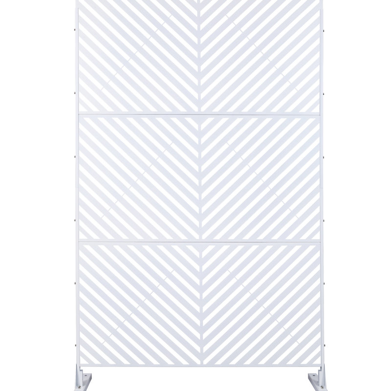 Clôture d'intimité en métal autoportante de 193 cm de haut et 122 cm de large - Panneaux blancs pour terrasse, jardin, balcon et patio