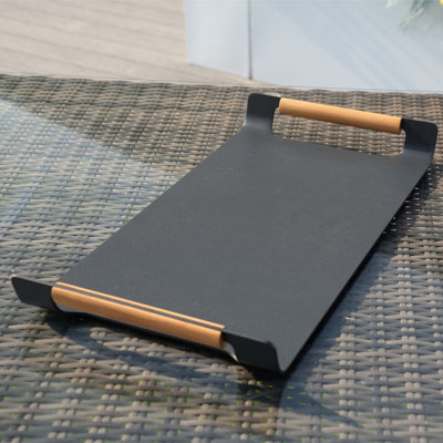 MIMO Aluminium Serving Tray with Teak Handles