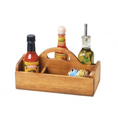 Cal Mil 3691-99 Madera Section Reclaimed Wood Condiment Caddy with Handle - 10.25 x 5 x 5.5 in.