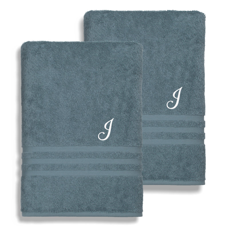 Ensemble de serviettes de bain 1 pièce en coton turc Denzi, J, bleu