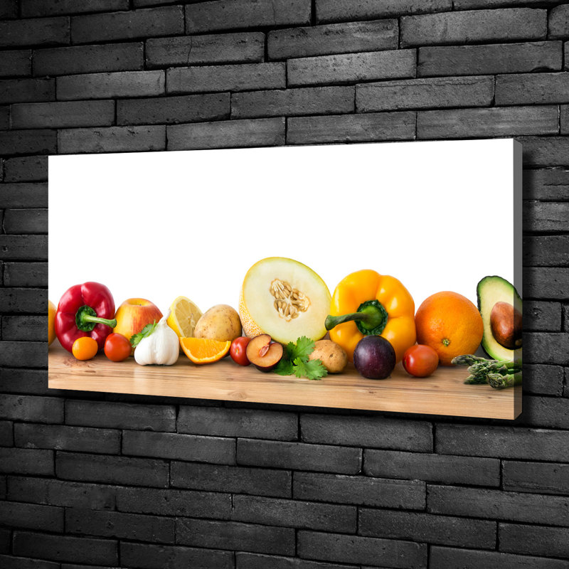 Fruits And Vegetables - No Frame Print on Glass, 50cm H x 100cm W x 2cm D, Canvas