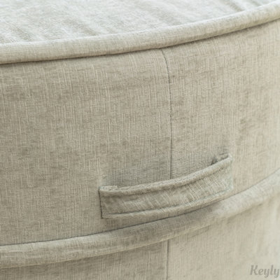 Oversized Round Accent Barrel Chair with 5 Pillows and Ottoman