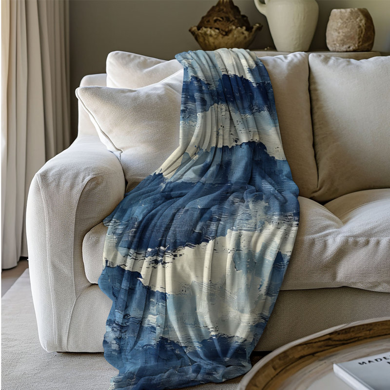 Blue Dashes - 1 Piece Premium Blanket, Queen
