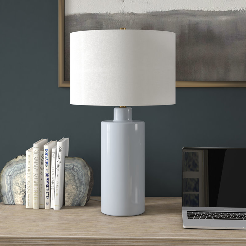 Lunara 25" Tall Ceramic Table Lamp with Fabric Shade, Blue