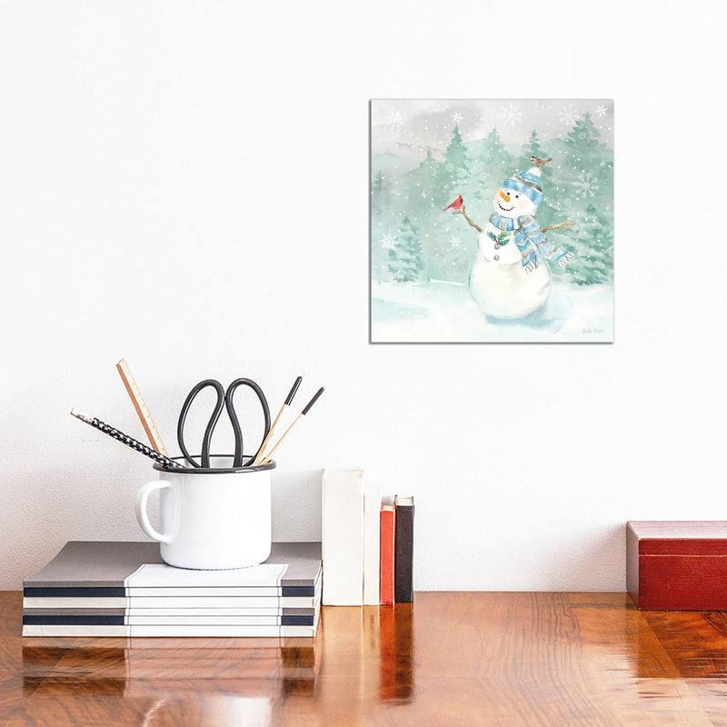 Let It Snow Blue Snowman II by Cynthia Coulter - No Frame Print on Canvas